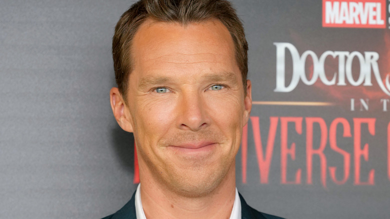 Benedict Cumberbatch with a tight lip smile