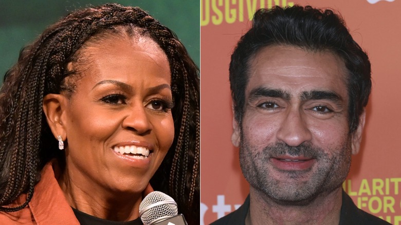 Side by side of Michelle Obama and Kumail Nanjiani