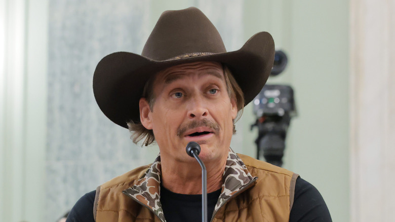 Musician Kid Rock speaking during a subcommittee hearing with the Senate Committee on Commerce, Science, and Transportation in the Russell Senate Office Building