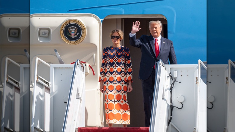 Donald and Melania Trump aboard Air Force One