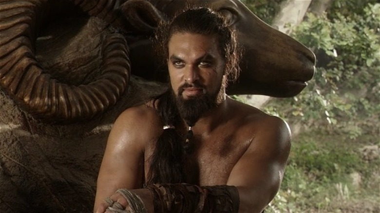A screenshot of Jason Momoa as Khal Drogo