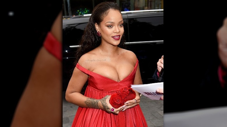 Rihanna in red gown